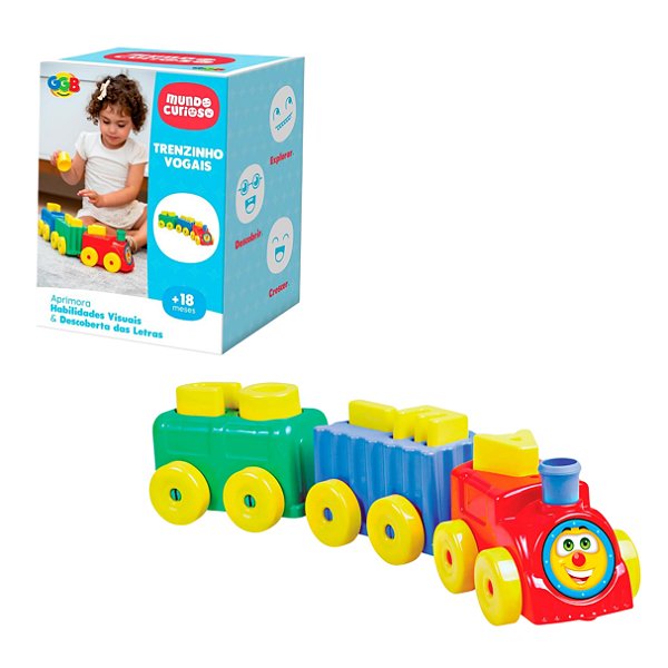 Trenzinho Educativo I Vogais Mundo Curioso - GGB Brinquedos