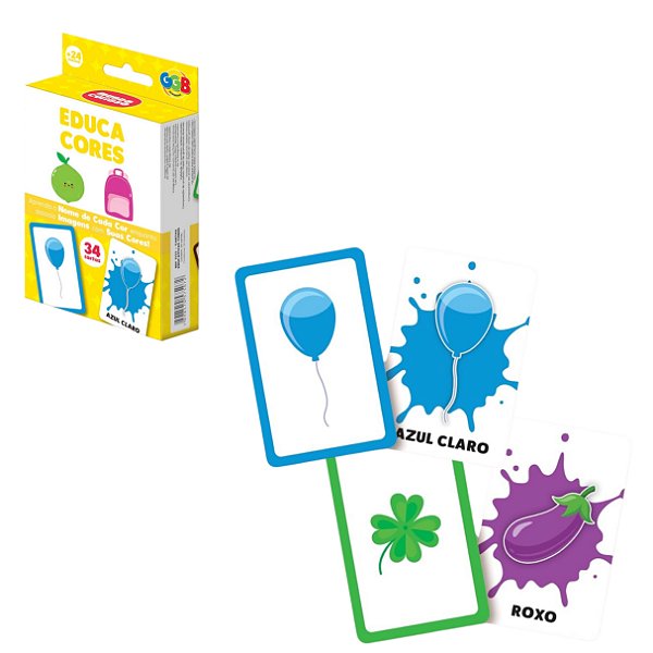 Jogo de Cartas Educa Cores 34 Cartas - GGB Brinquedos