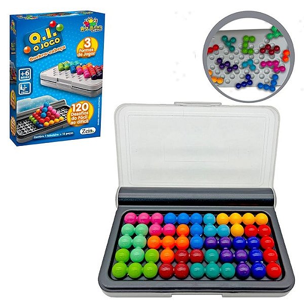 Jogo QI Quebra Cabeça 3 Formas de Jogar 12 Desafios 15 x 9 cm - Art Brink
