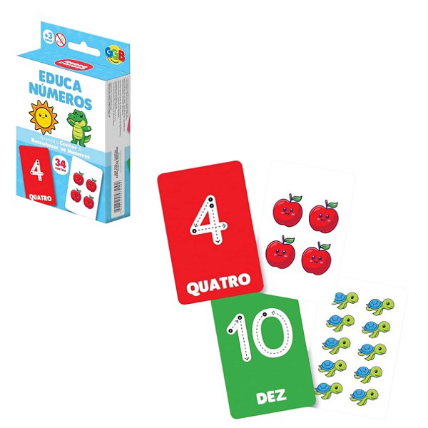 Jogo de Cartas Educa Números 34 Cartas - GGB Brinquedos