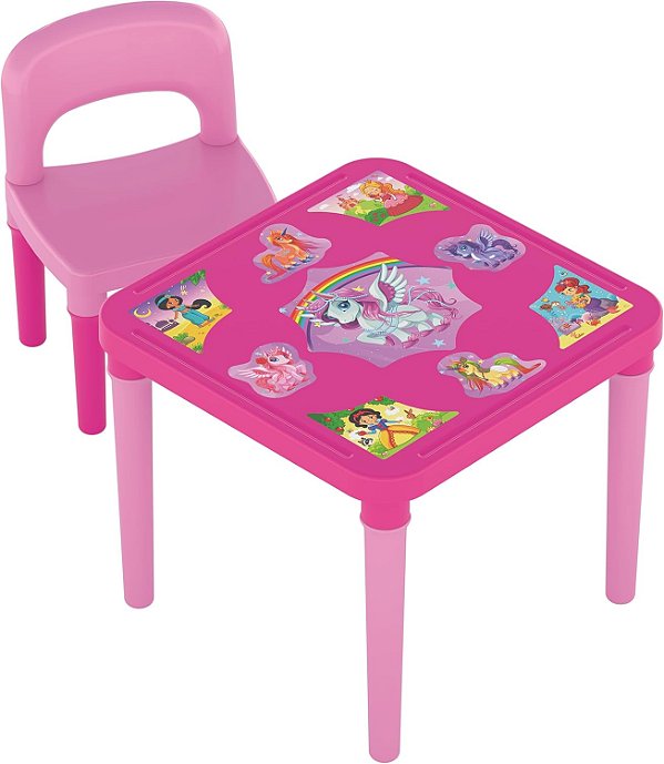 Mesa com Cadeira Unicórnio - GGB Brinquedos