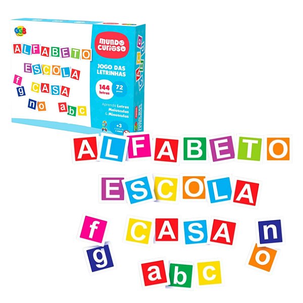 Jogo das Letrinhas Aprenda Letra Maiúsculas e Minúsculas 144 Letras 72 Peças - GGB Brinquedos