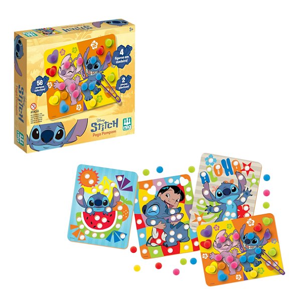 Jogo Pega Pompom Stitch Disney Madeira - Nig Brinquedos