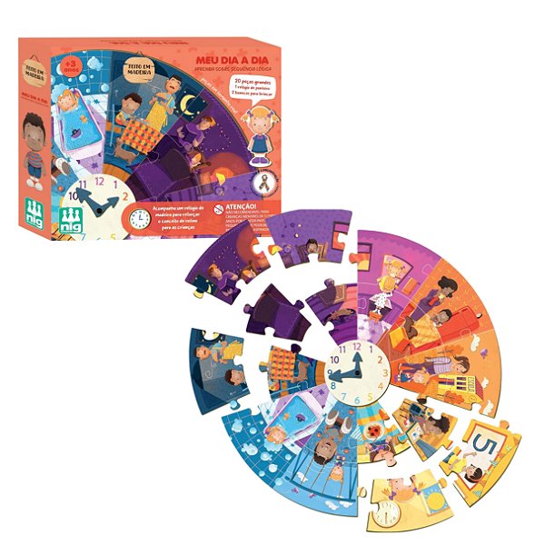 Quebra Cabeça Sequência Lógica Meu Dia a Dia Madeira - Nig