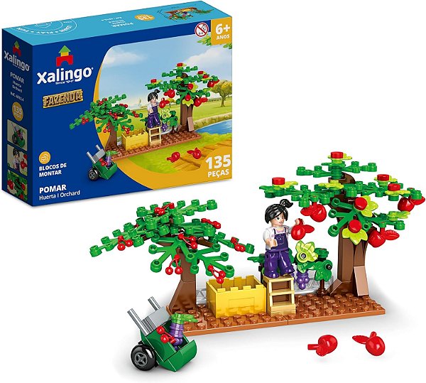 Brinquedo Blocos de Montar Fazenda Pomar Estilo Lego 135 Peças - Xalingo