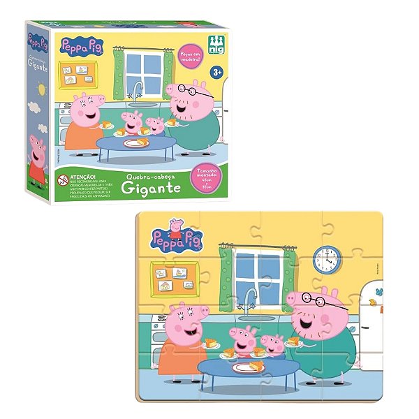 Quebra Cabeça Gigante Peppa Pig 45x35cm Madeira - Nig