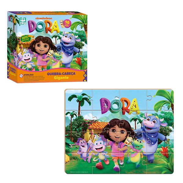Quebra Cabeça Gigante Dora Aventureira 45x35 cm 16 Peças Madeira - Nig