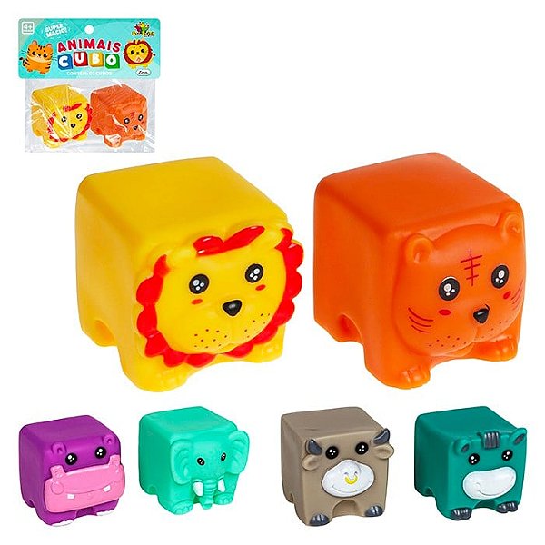 Brinquedo Cubos Baby Vinil Blocos Animais Super Macio 2 Unidades Sortidas - Art Brink