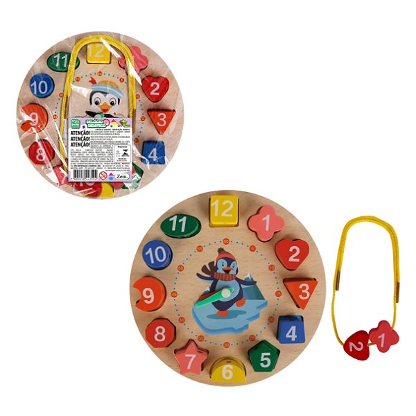 Relógio Didático Com Peças Geométricas MDF - Art Brink