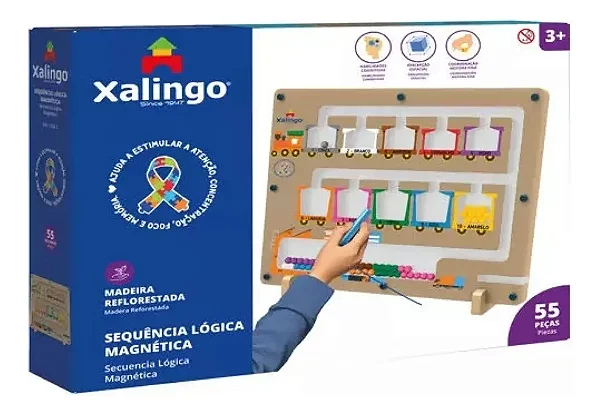 Sequência Lógica Magnética 55 Peças MDF - Xalingo