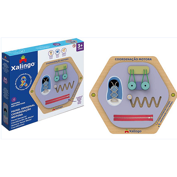 Painel Sensorial Coordenação Motora MDF 04 Atividades Motoras - Xalingo