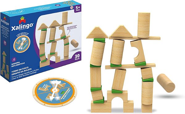Torre em Risco Desafio da Roleta 30 Peças MDF - Xalingo