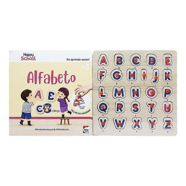 Livro Eu Aprendo Assim! Com Alfabeto de Encaixe MDF - Happy Books