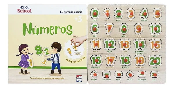 Livro Eu Aprendo Assim! Com Números de Encaixe MDF - Happy Books