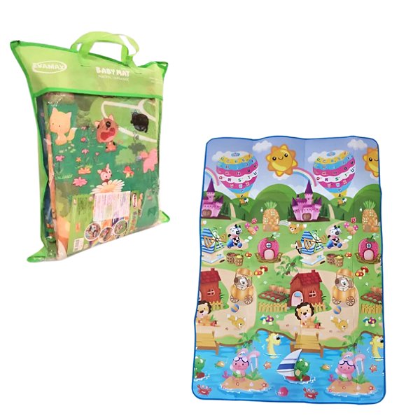 Tapete Infantil Baby Mat Dupla Face Portátil 180x120 Cm Sacola - Evamax