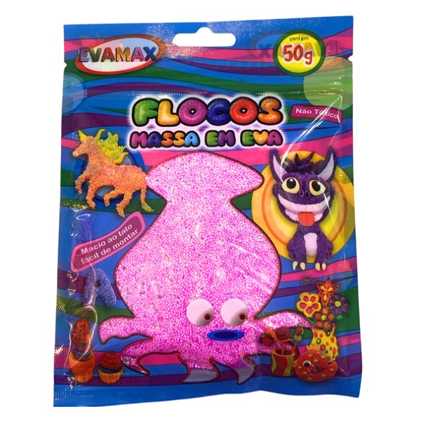 Massa de Modelar EVA Flocos Massinha Flexível 50g Lilás - Evamax