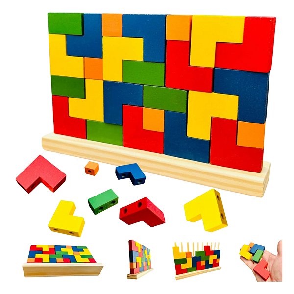Blocos de Encaixe Vertical 25 Peças em Madeira - Jottplay
