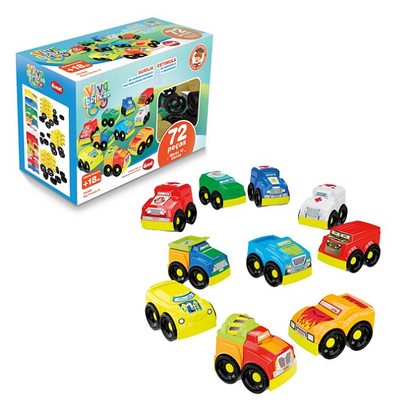 Big Friends III Veículos de Montar 72 Peças Monta 10 Carros - Dismat