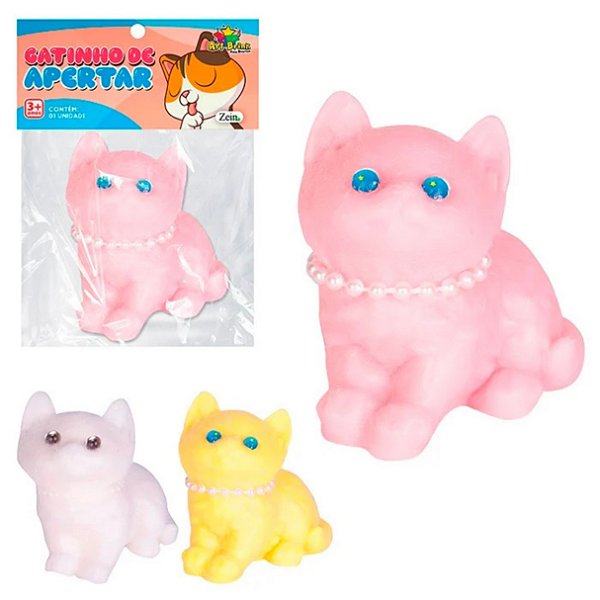 Gatinho de Apertar 7 cm Sensorial 1 UN Cor Sortida - Art Brink