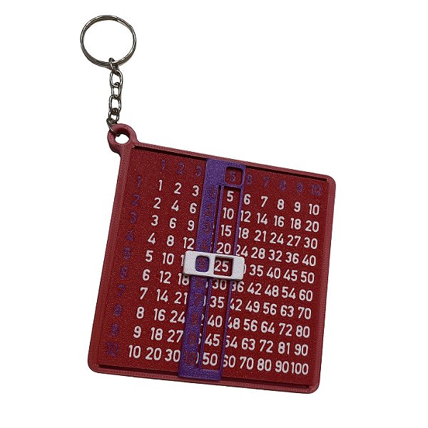 Tabuada Interativa de Bolso com Cursor Deslizante e Chaveiro para Aprendizagem da Multiplicação Sortida - Alternativa 3D