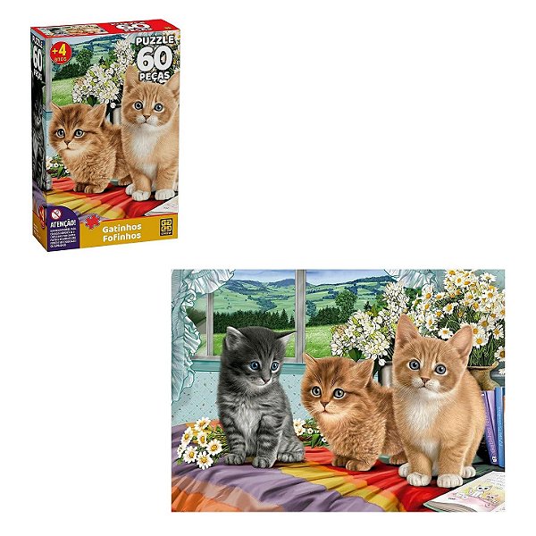Quebra-Cabeça 60 Peças Gatinhos Fofinhos - Grow