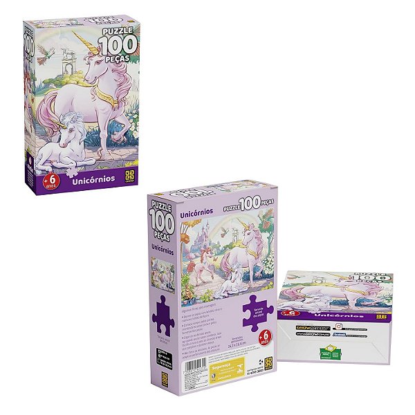 Quebra-Cabeça 100 Peças Unicórnios - Grow