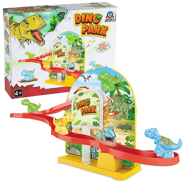 Dino Park Pista Escorregador de Dinossauros Luzes Coloridas e Música - Braskit