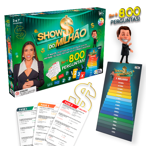 Jogo Show Do Milhão Mais De 800 Perguntas 3 a 7 Jogadores - Pais e Filhos