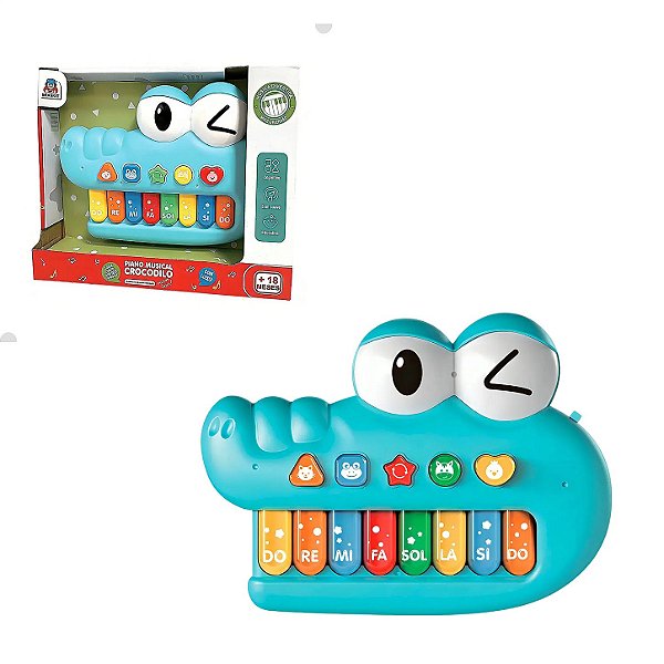 Piano Musical Crocodilo Música e Sons de Animais - Braskit