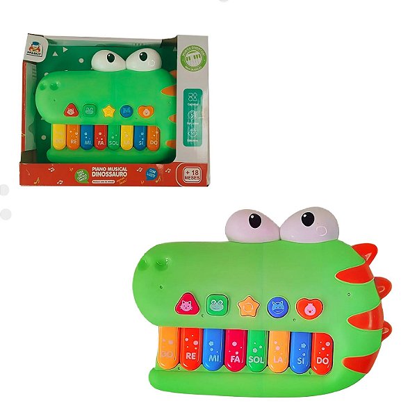 Piano Musical Dinossauro Música e Sons de Animais - Braskit