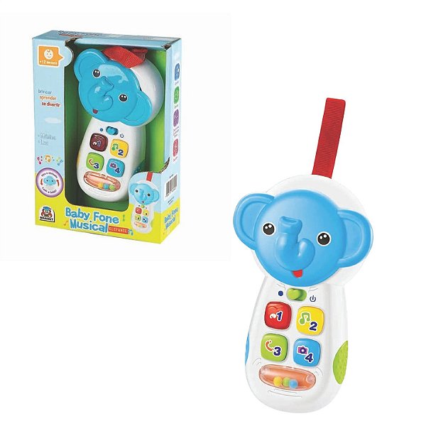 Baby Fone Musical Elefante com Luz e Som - Braskit