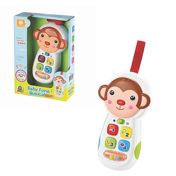 Baby Fone Musical Macaco com Luz e Som - Braskit