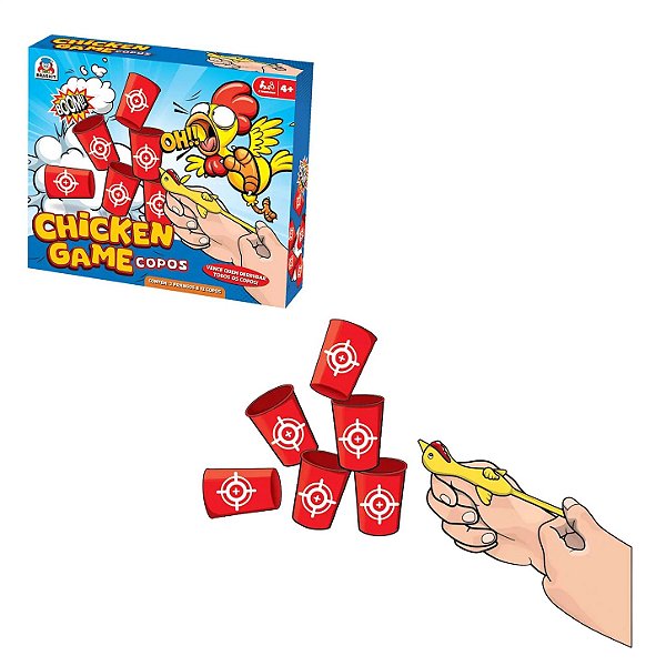 Jogo de Tiro ao Alvo Chicken Game Copos e Estilingue - Braskit