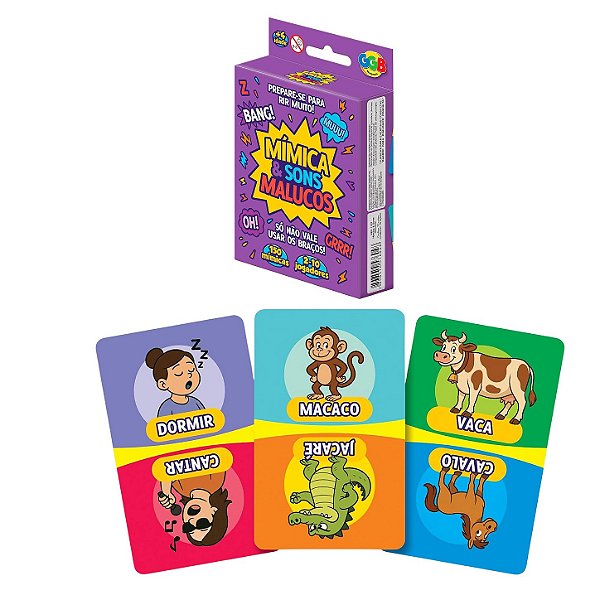 Jogo de Cartas Mímica e Sons Malucos 150 Mímicas - GGB Brinquedos