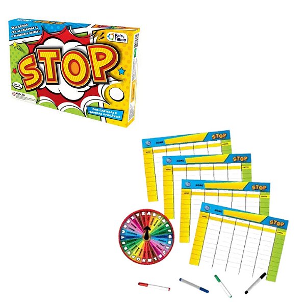 Jogo Stop com Cartelas e Canetas Apagáveis - Pais e Filhos