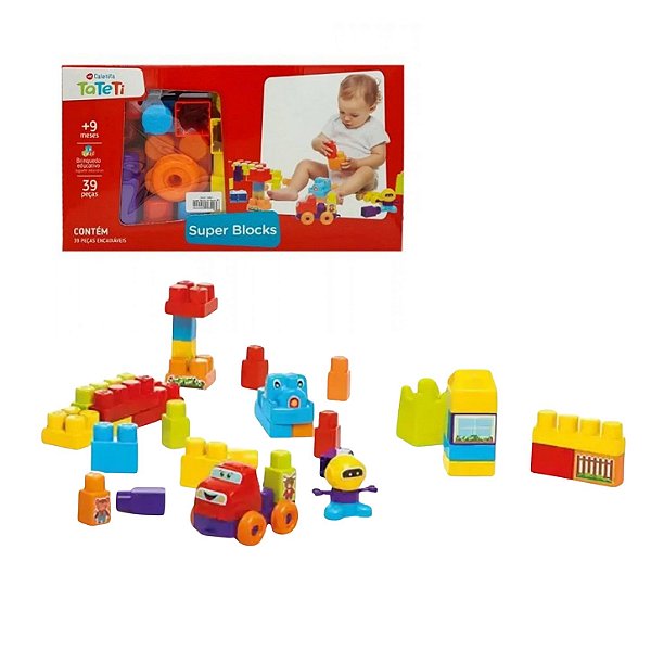 Super Blocks 39 Peças Blocos de Montar Educativo - Tateti