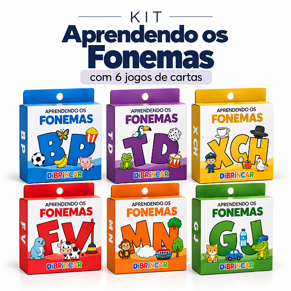Kit Aprendendo os Fonemas com 6 Jogos de Cartas