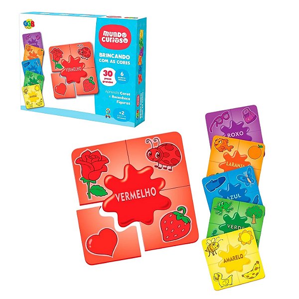 Brincando com as Cores 30 Peças 6 Quebra Cabeças - GGB Brinquedos