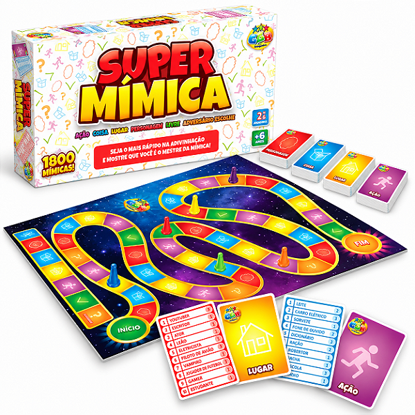 Jogo de Tabuleiro Super Mímica com 1800 Mímicas - GGB Brinquedos