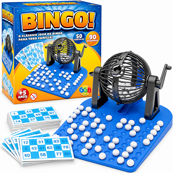 Bingo Completo com Globo Giratório 90 Bolinhas e 50 Cartelas - GGB Brinquedos