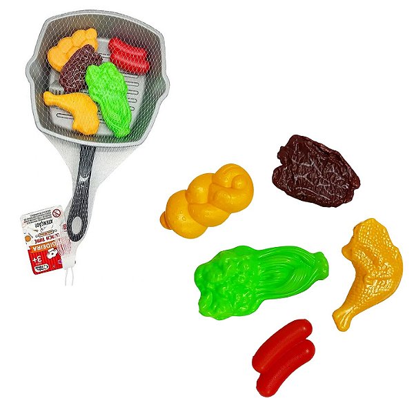 Frigideira Lunch Time com Comidinhas de Brinquedo - Pais e Filhos