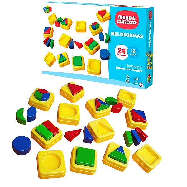 Jogo Multiformas de Encaixe Colorido 36 Peças Mundo Curioso - GGB Brinquedos