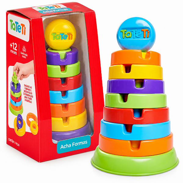Acha Formas Brinquedo de Encaixe 17 Peças - Tateti