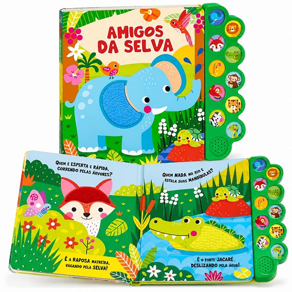 Livro Sonoro Sentindo Amigos Animais Amigos da Selva com Sons e Texturas - Happy Books