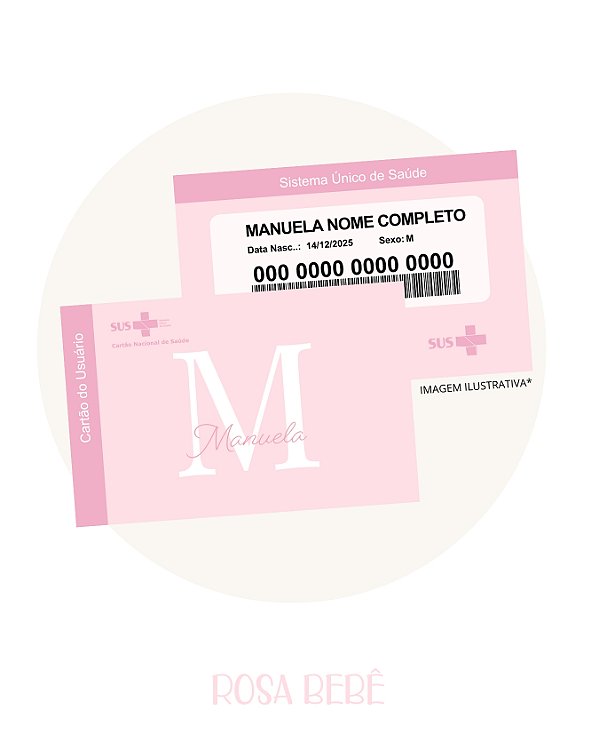 Cartão do SUS Minimalista Menina Personalizado - Com Nome