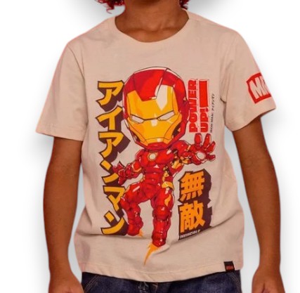 Camiseta Infantil Marvel Homem de Ferro Chibi