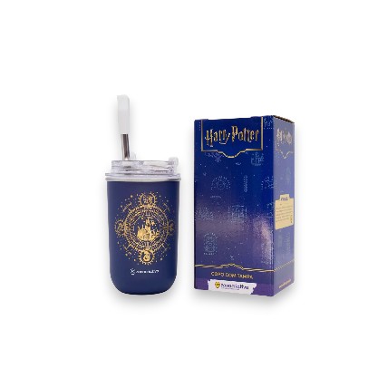 Copo Neo com Canudo Hogwarts Blue – Harry Potter