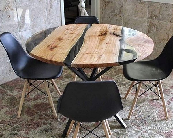 River Table "Black River Round Table" 90cm (circunferência)