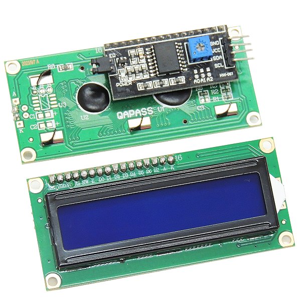 Display Lcd 16x2 1602 Fundo Azul + Modulo I2c Soldado