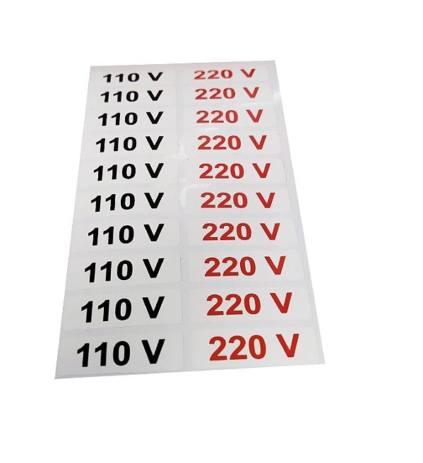 Kit com 20 Etiquetas De Identificação Adesivo 110V 220V para Tomada